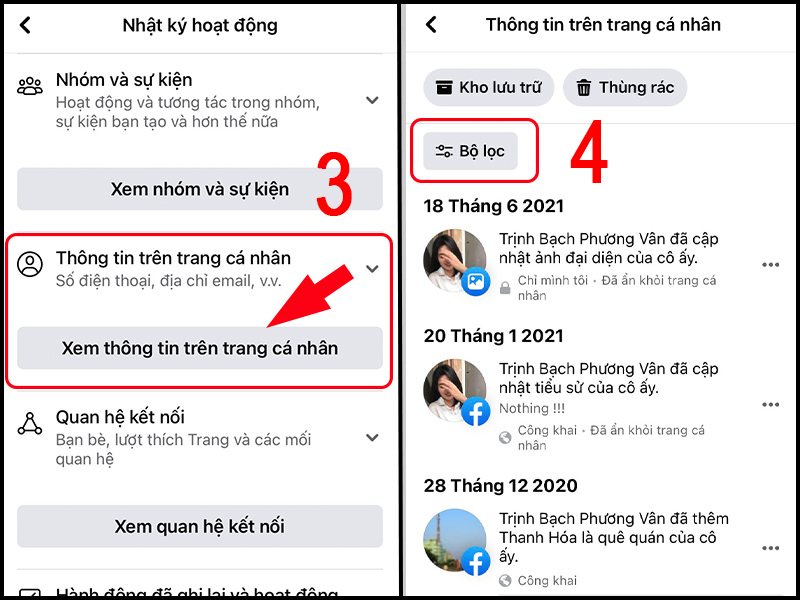 Chọn xem th&ocirc;ng tin tr&ecirc;n trang c&aacute; nh&acirc;n để t&igrave;m b&agrave;i viết bạn muốn hiển thị